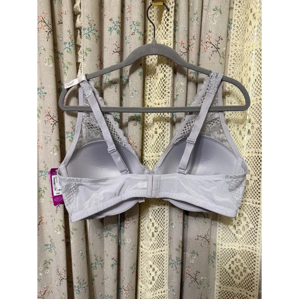 Ambrielle Deep V Plunge Lace Bra 40DD Full Figure Lilac Raindrop NWT